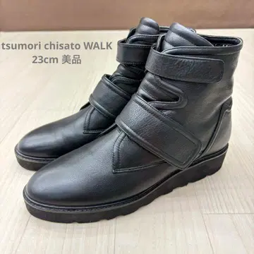 새상품급 츠모리치사토 워크 가죽 스트랩 숏부츠 23cm