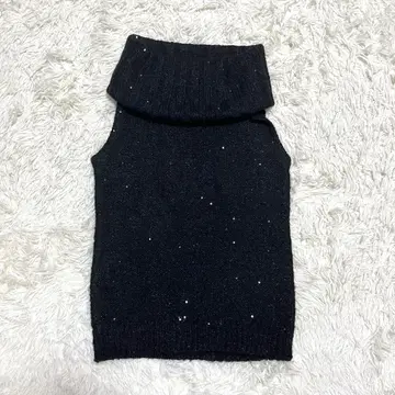 [ 루니 ] 니트 베스트 슬리브리스 하이넥 스팽글 모헤어 혼방