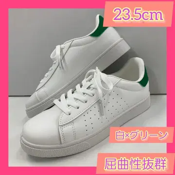 23.5cm 새상품 여성용 스니커즈 경량 인조 가죽 신발 화이트 그린