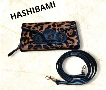새상품급 HASHIBAMI 레오파드 레오파드 무늬 가죽 장지갑 토레트