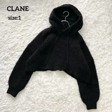 CLANE 클라네 보아 니트 후드티 블랙 1