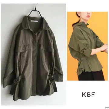 어반 리서치 KBF [세탁 가능] 7부 소매 밀리터리 사이드 벨트 셔츠