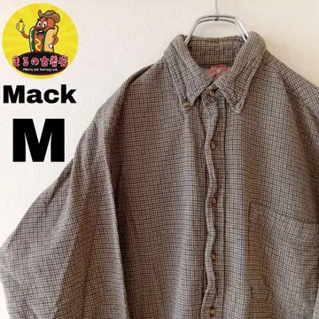 USA 구제 의류 Mack 플란넬 셔츠 M 브라운 네이비 체크