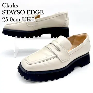 [ 컨디션 최상 ] 클락스 코인 로퍼 아이보리 블랙 가죽 통굽