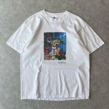 00s SPCA 개 애니멀 T셔츠 빈티지 구제 의류 동물 화이트 화이트