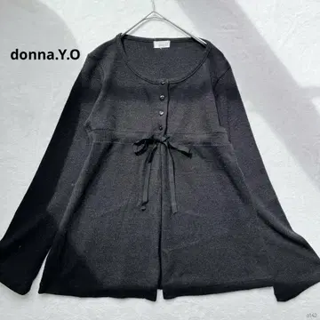 donna.Y.O 버튼업 가디건 블랙 허리 마크 리본
