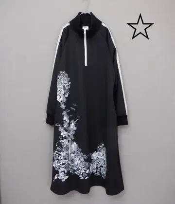 스칼라 153620: 풍경 무늬 하프 지퍼 저리 원피스