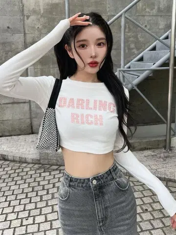 Darich 데코라티브 크롭 롱 T셔츠