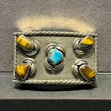 [ 빈티지 ] 터콰이즈 타이거 아이 실버 버클