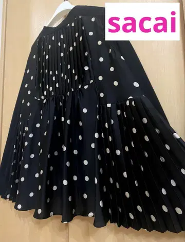 미사용에 가까운 새상품급 sacai 사카이 플리츠 도트 코튼 가디건