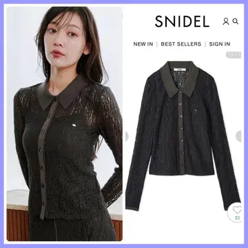 완판 색상 신상 새상품 SNIDEL 스나이델 컷 레이스 폴로 블라우스