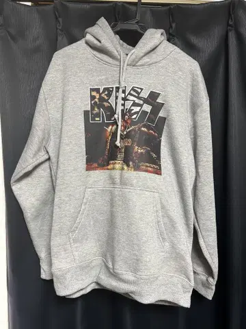 KISS 구제 의류 후드티 그레이 2XL 빈티지 프린트 오버 사이즈