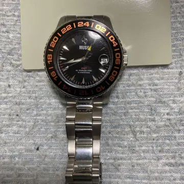 MUSK 쿼츠 손목시계 블랙/오렌지 GMT 단독 가동