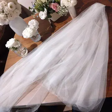 이탈리아 화이트 웨딩 베일 빗 포함 튤