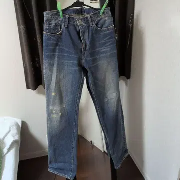 블루 데님 팬츠 청바지 스트레이트