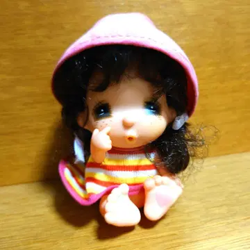 쇼와 레트로 인형 후드 부착 스트라이프 드레스 인형