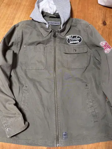 Harley Davidson 후드 부착 자켓 올리브 그린