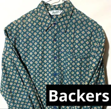 Backers M L 긴팔 올 패턴 패턴 긴팔 그린 빈티지 셔츠