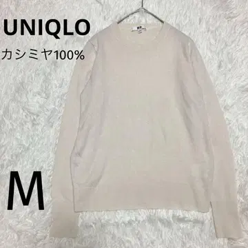 유니클로 캐시미어 100% 크루넥 스웨터 니트 긴팔 화이트 M