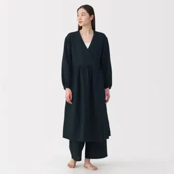 포근한 시보 거즈 롱 가디건 블랙 L