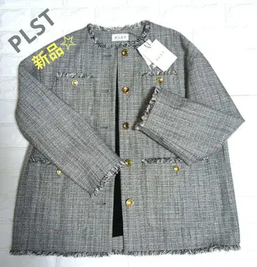 SALE 택 포함 미사용 새상품 PLST 트위드 노카라 자켓 M