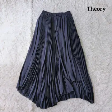 [ 새상품급 ] Theory 띠어리 롱 플리츠 스커트 비대칭 네이비