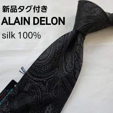 새상품 ALAIN DELON 실크 넥타이 블랙 페이즐리