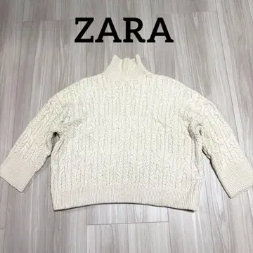 자라 니트 하이넥 케이블 니트 긴팔 스웨터 크림 ZARA