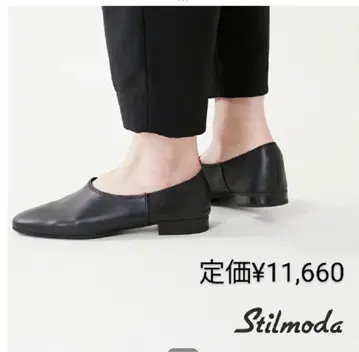 Stilmoda 카우 가죽 스퀘어토 슬립온 슈즈 37