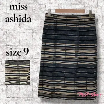 miss ashida 울 혼방 체크 무늬 타이트 스커트 일본제 M