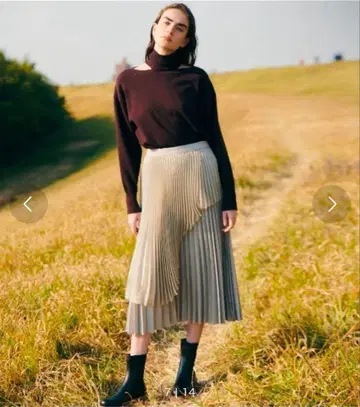 LE CIEL BLUE 비대칭 플리츠 스커트