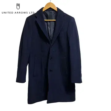 컨디션 최상 캐시미어 UNITED ARROWS LTD 네이비 체스터 코트