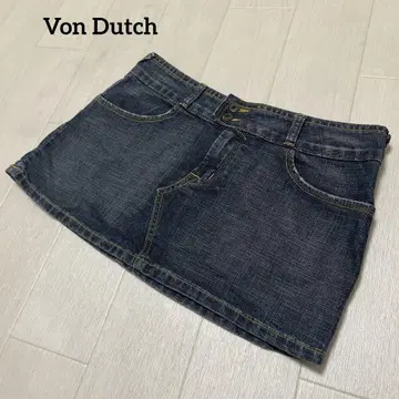 Von Dutch 본도치 미니스커트 데님 와펜 Y2K 스컬