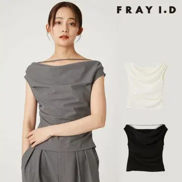 FRAYI.D 아지메 드레이프 블라우스 화이트 블랙 2장 세트