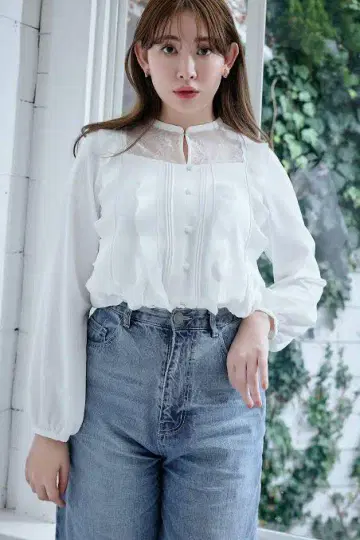 herlipto 러플 레이스 블라우스