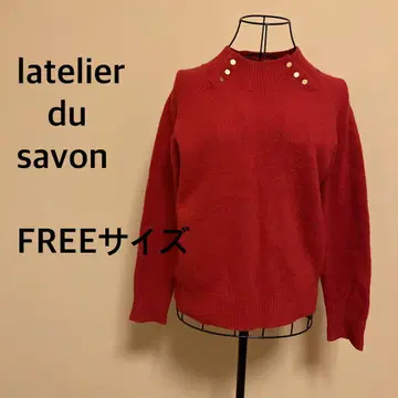 latelier du savon/여성용/긴팔/니트/빨간색/레드