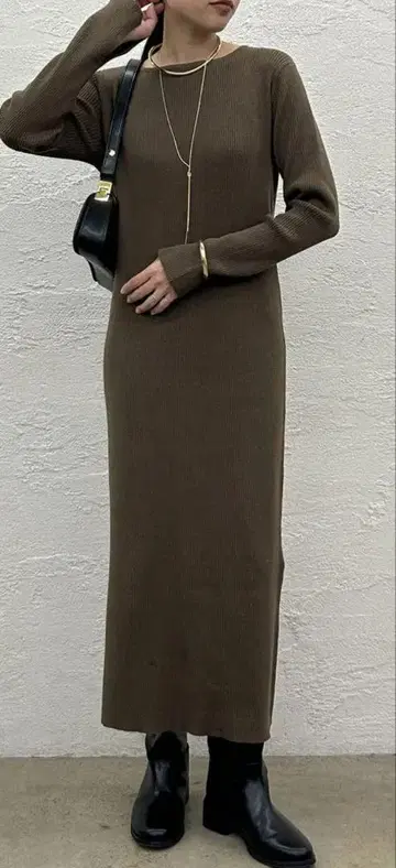 Loungedress 심플 리브 니트 원피스
