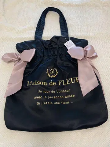 Maison de FLEUR 11주년 더블 리본 토트백 블랙