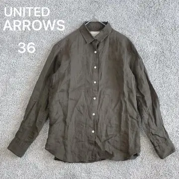 UNITED ARROWS 린넨 셔츠 린넨 100% 긴팔 36 S 카키