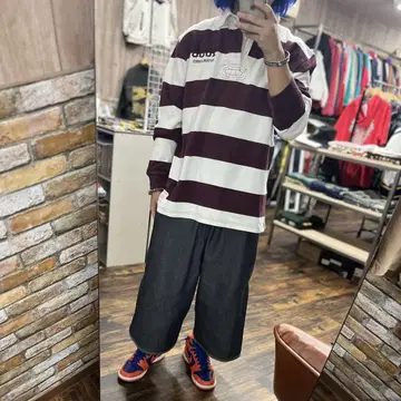 Juicy 1866 스트릿 아메카지 스트라이프 라거 셔츠 L