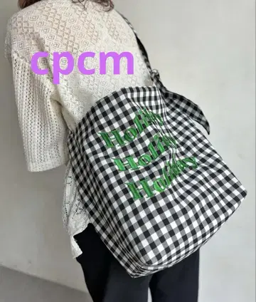 cpcm 체크 무늬 토트백 Holiday