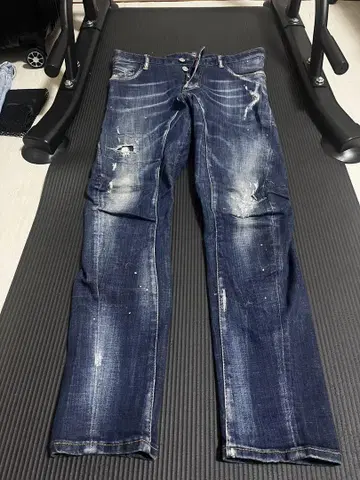 데미지 가공 스키니 데님 다크 블루