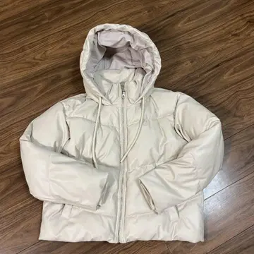 ZARA 후드 부착 베이지 다운 자켓