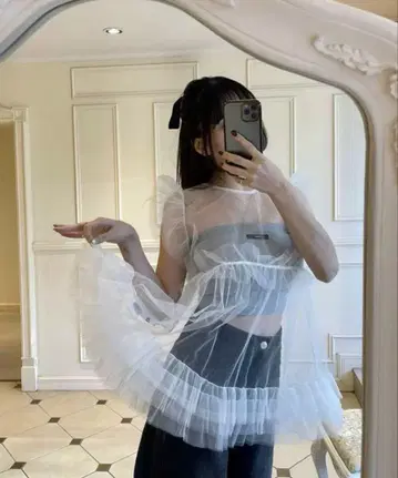 epine 에피 all tulle frill blouse WHITE