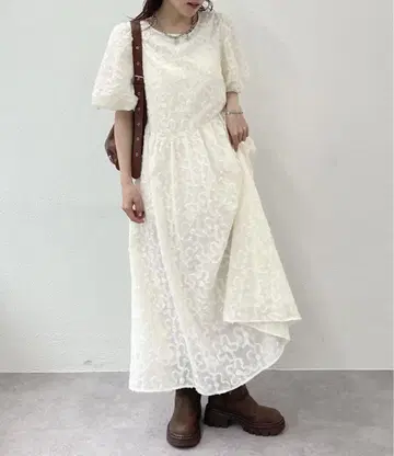 wcloset 더블 클로젯 플라워 레이스 원피스 화이트