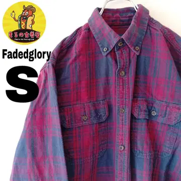 USA 구제 의류 Fadedglory 플란넬 셔츠 S 네이비 레드 체크