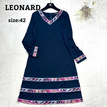 빅 사이즈 [LEONARD] 원피스 칸칸 소재 페이즐리 스트레치