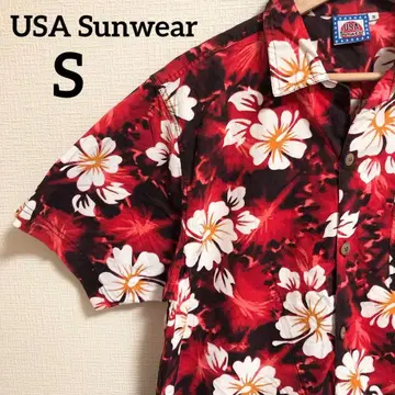 USA Sunwear 알로하 셔츠 빨간색 S 남성용