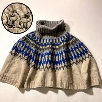 [레어 새상품급] ZUCCa x 무민 콜라보 터틀넥 니트 판초