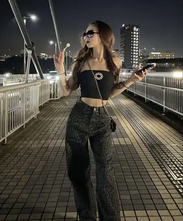 아베일 SUREVE x SHOKO 레오파드 무늬 데님 SP w58